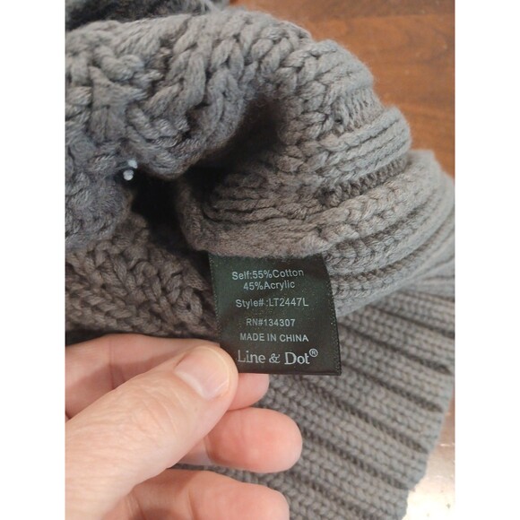 NWT $118 ANTHROPOLOGIE  LINE & DOT Charcoal GrayCable Knit Sweater Fringe Small - Picture 12 of 13